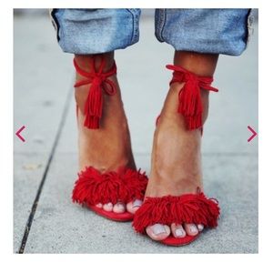 FSJ Red Fringe Sandals